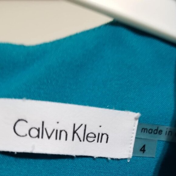 Calvin Klein Dress, Women's Clothing, Teal Blue Size 4 Sleeveless Formal Wedding - Picture 2 of 5